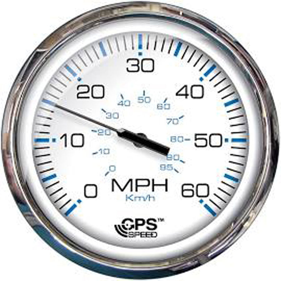 Faria 33861 Chesapeake Stainless Steel Speedometer (60 MPH) Studded - 5", White