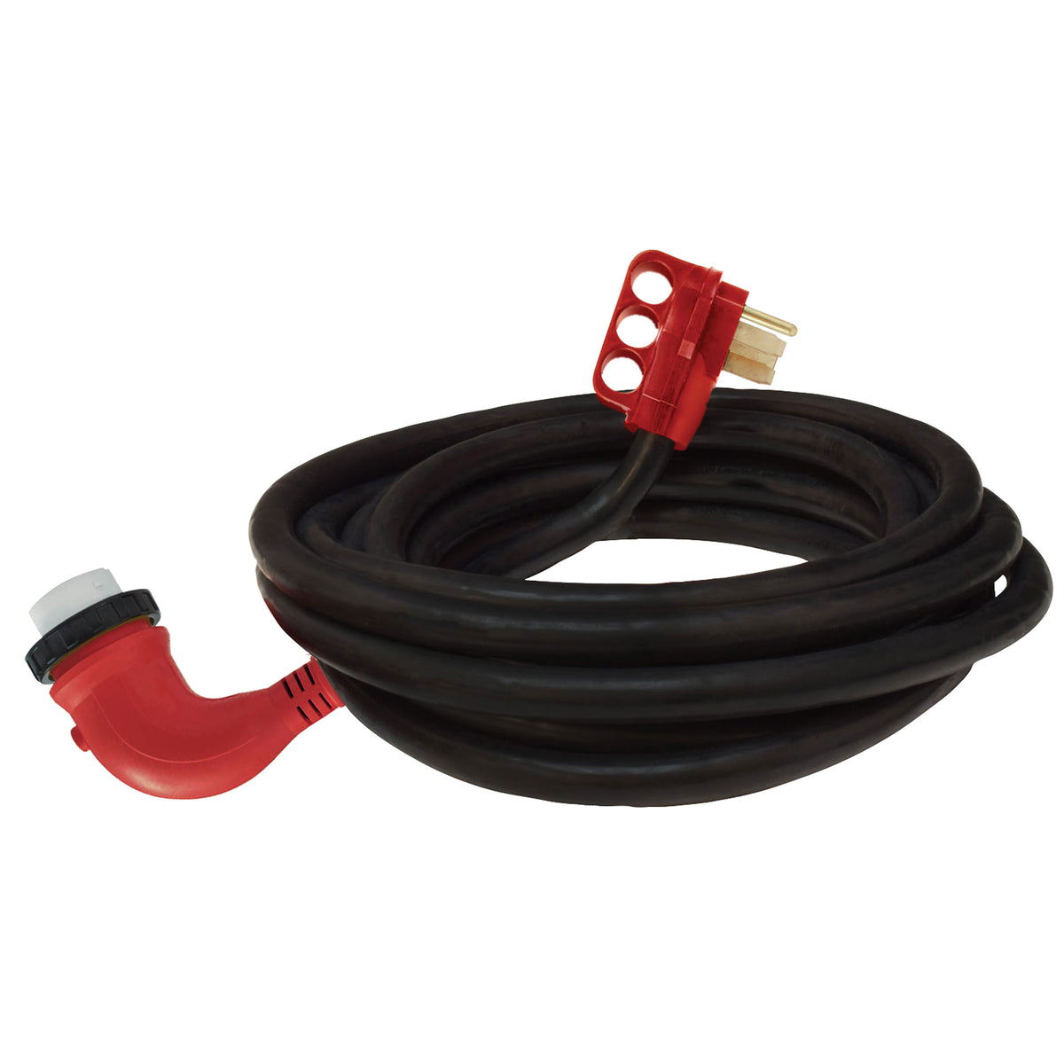 Valterra A10-5025ED90 Mighty Cord 90Â° LED Detachable 50 Amp Power Cord w/Handle - 25', Red