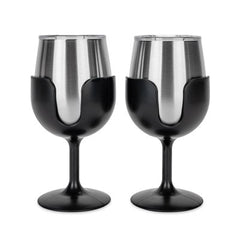 Camco 53485 "Life is Better at the Campsite" Wine Tumblers - Black, Pack of 2