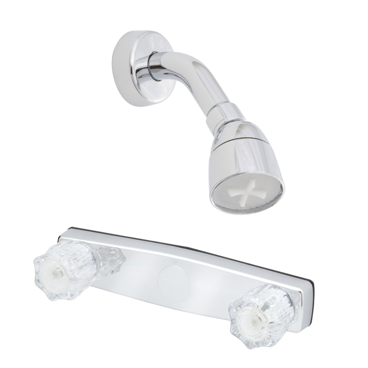 American Brass J59 RV Metal Shower Valve With Crystal Handles And Shower Head - 8", Chrome