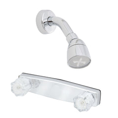 American Brass J59 RV Metal Shower Valve With Crystal Handles And Shower Head - 8", Chrome