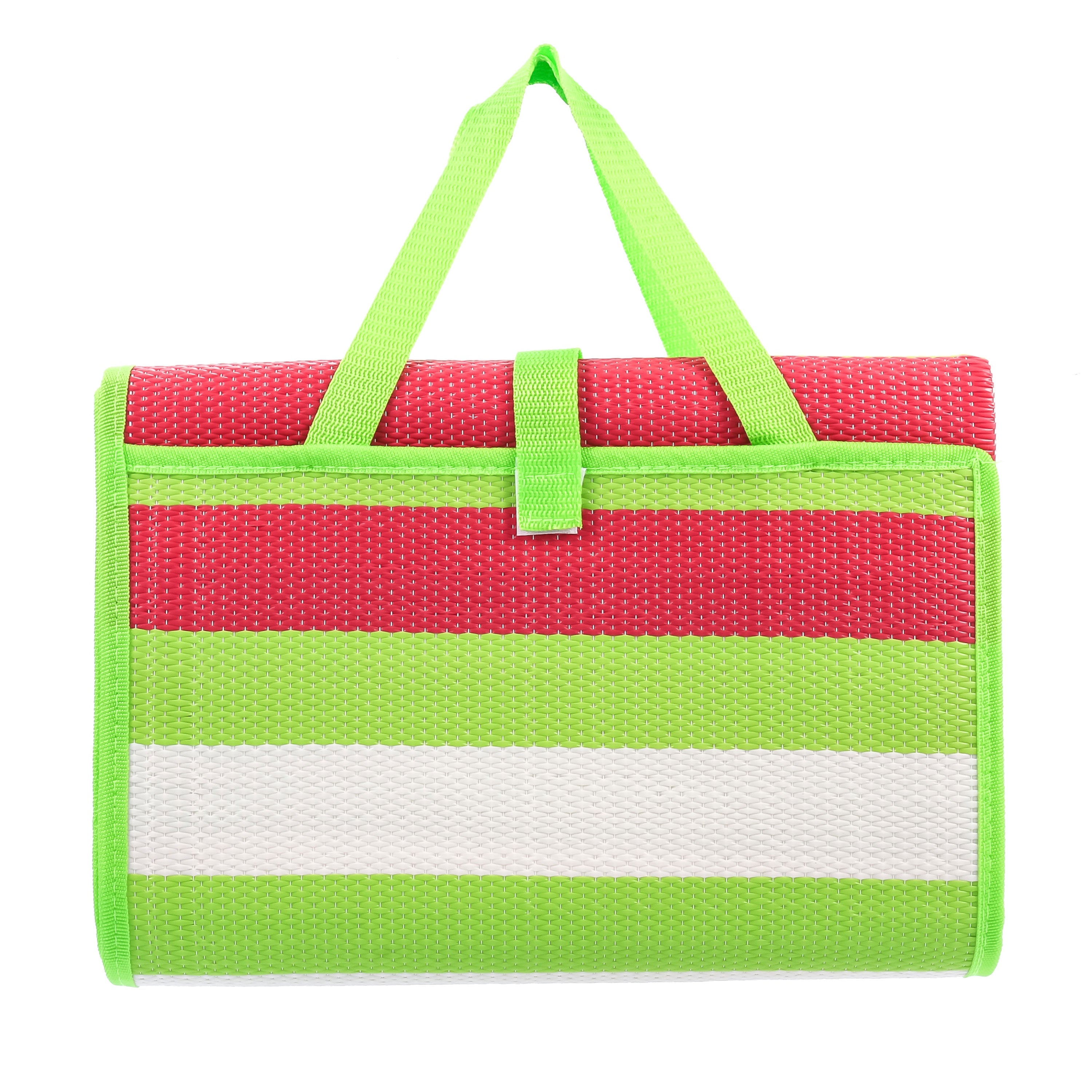 Camco 42813 Handy Mat 60" x 78" Outdoor Mat with Strap (Green/Red)