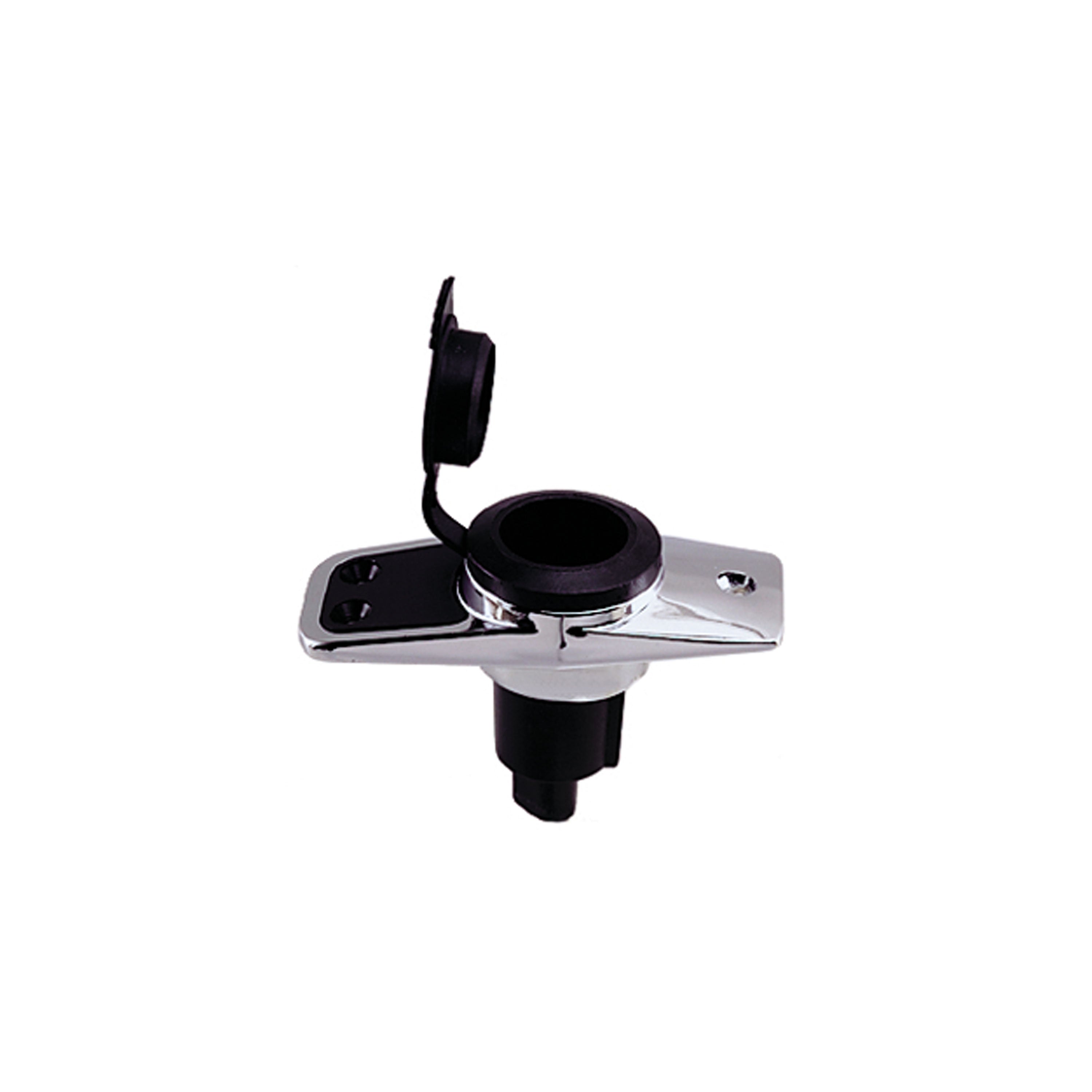 Perko 10603B0DP Chrome-Plated 3-Pin Plug-In Light Base with 5° Rake - 3.75" x 1.75" Base