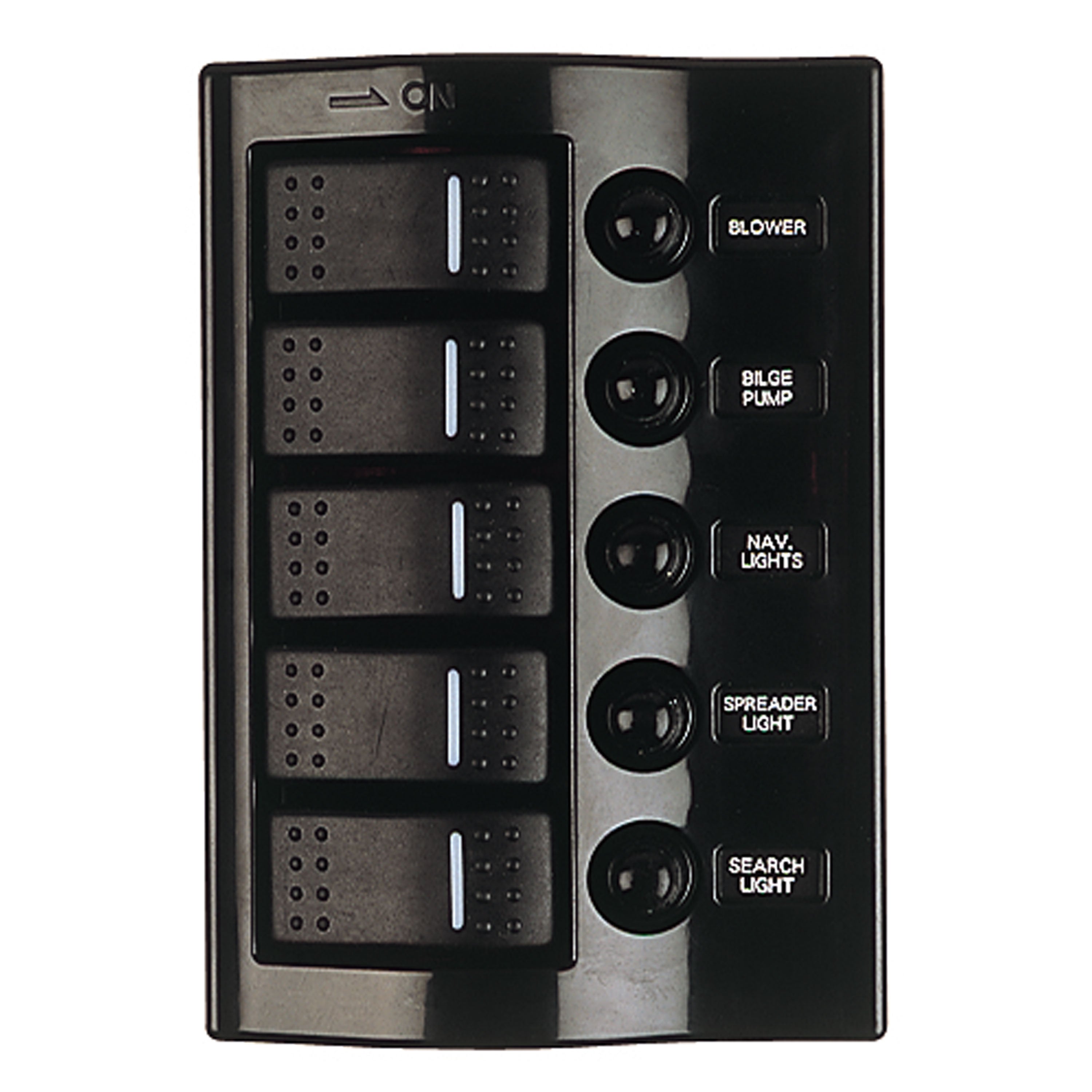 Sea-Dog 425800-1 Wave Rocker Switch Breaker Panel with 5 Switches