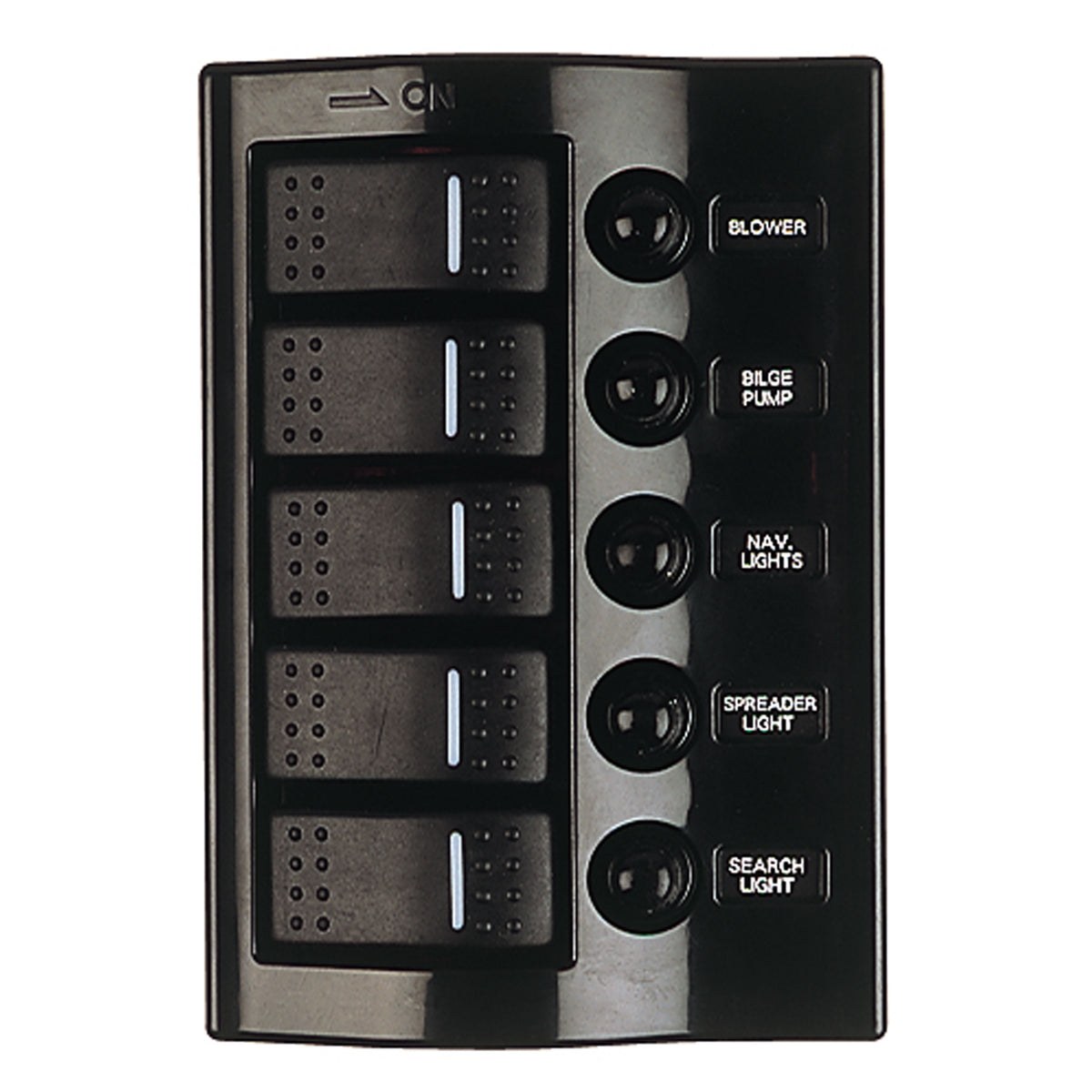 Sea-Dog 425800-1 Wave Rocker Switch Breaker Panel with 5 Switches
