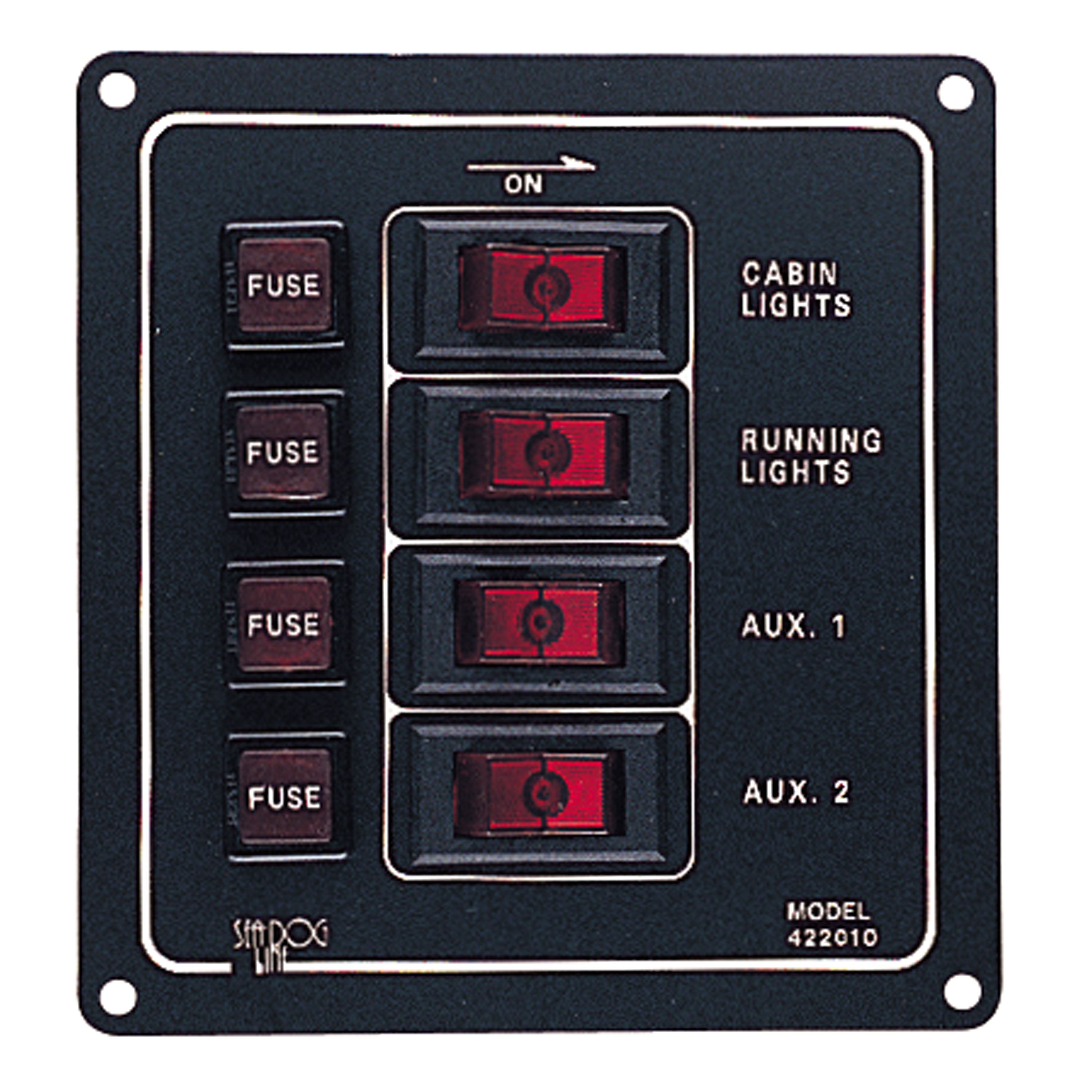 Sea-Dog 422010-1 Aluminum Vertical 4-Switch Panel