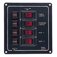 Sea-Dog 422010-1 Aluminum Vertical 4-Switch Panel