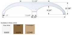 Icon 12340 Tandem Axle Fender Skirt FS785 for Forest River Cardinal 5th Wheel Travel Trailer - Champagne