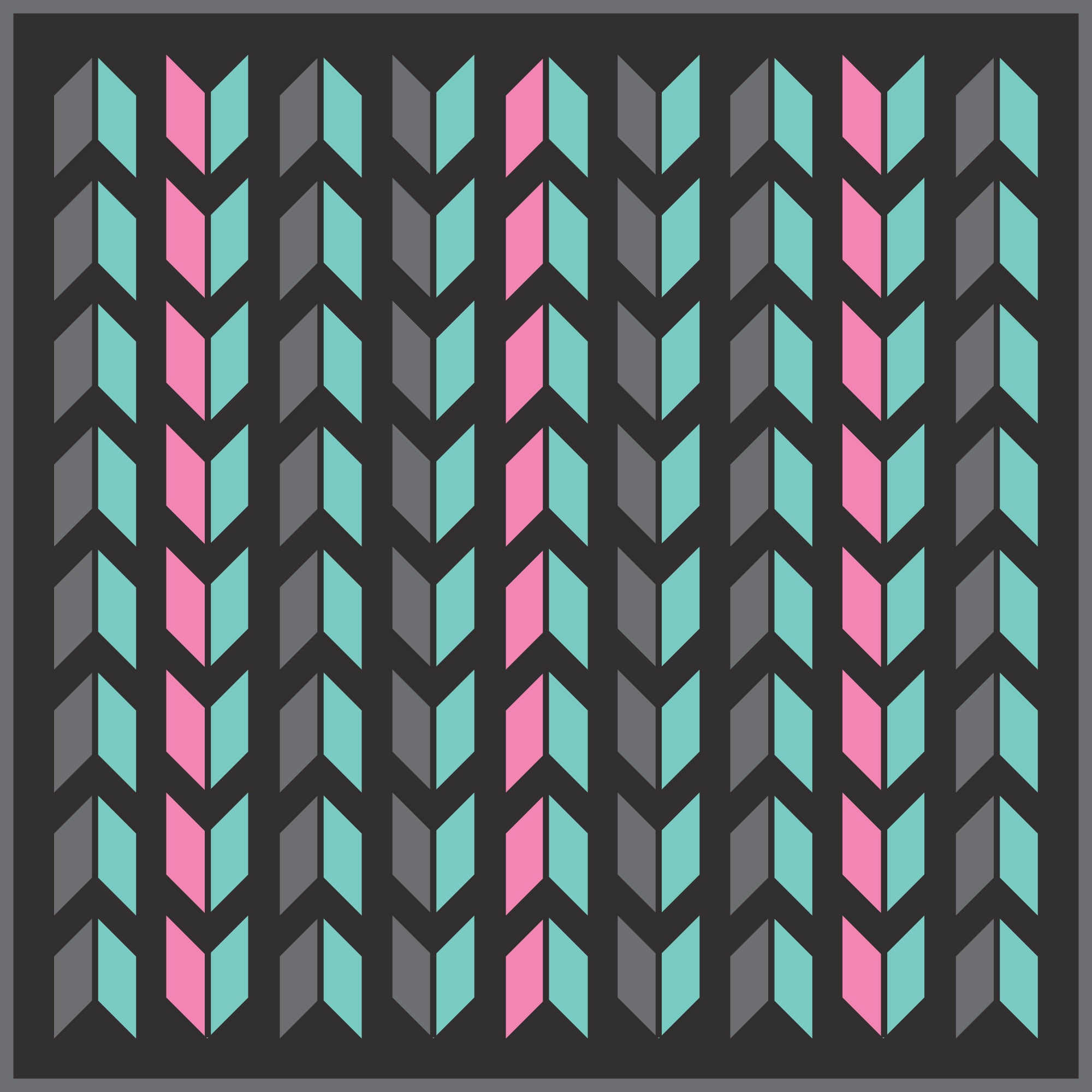 Kuma 882-KM-COM-VC-9 Chevron Outdoor Mat - 9' x 9' (Vice -Bermuda/Pink/Graphite/Black)