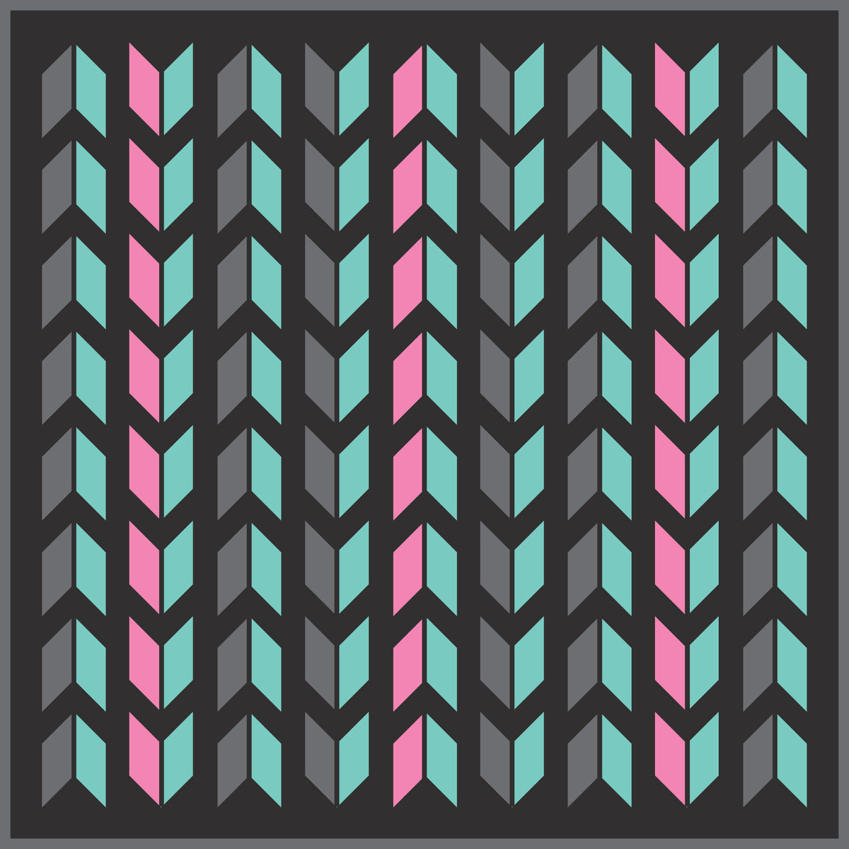 Kuma 882-KM-COM-VC-9 Chevron Outdoor Mat - 9' x 9' (Vice -Bermuda/Pink/Graphite/Black)