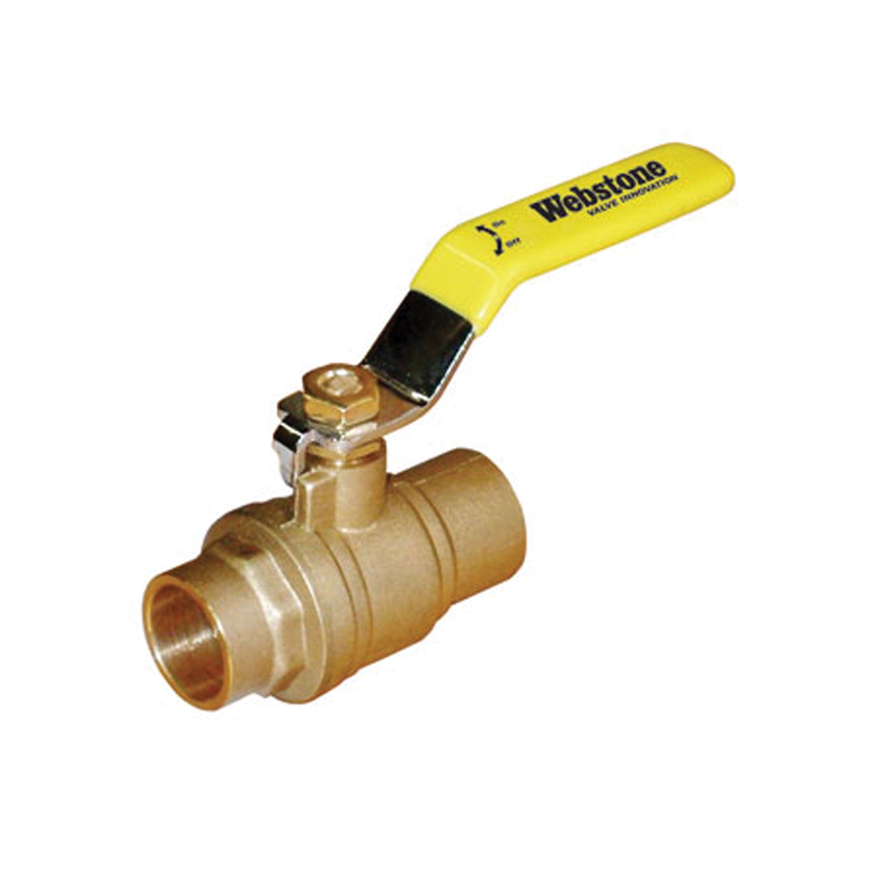 Webstone 51702 Standard Full Port Forged Brass Ball Valve with Chrome Plated Lever Handle - 1/2" Sweat H-51702