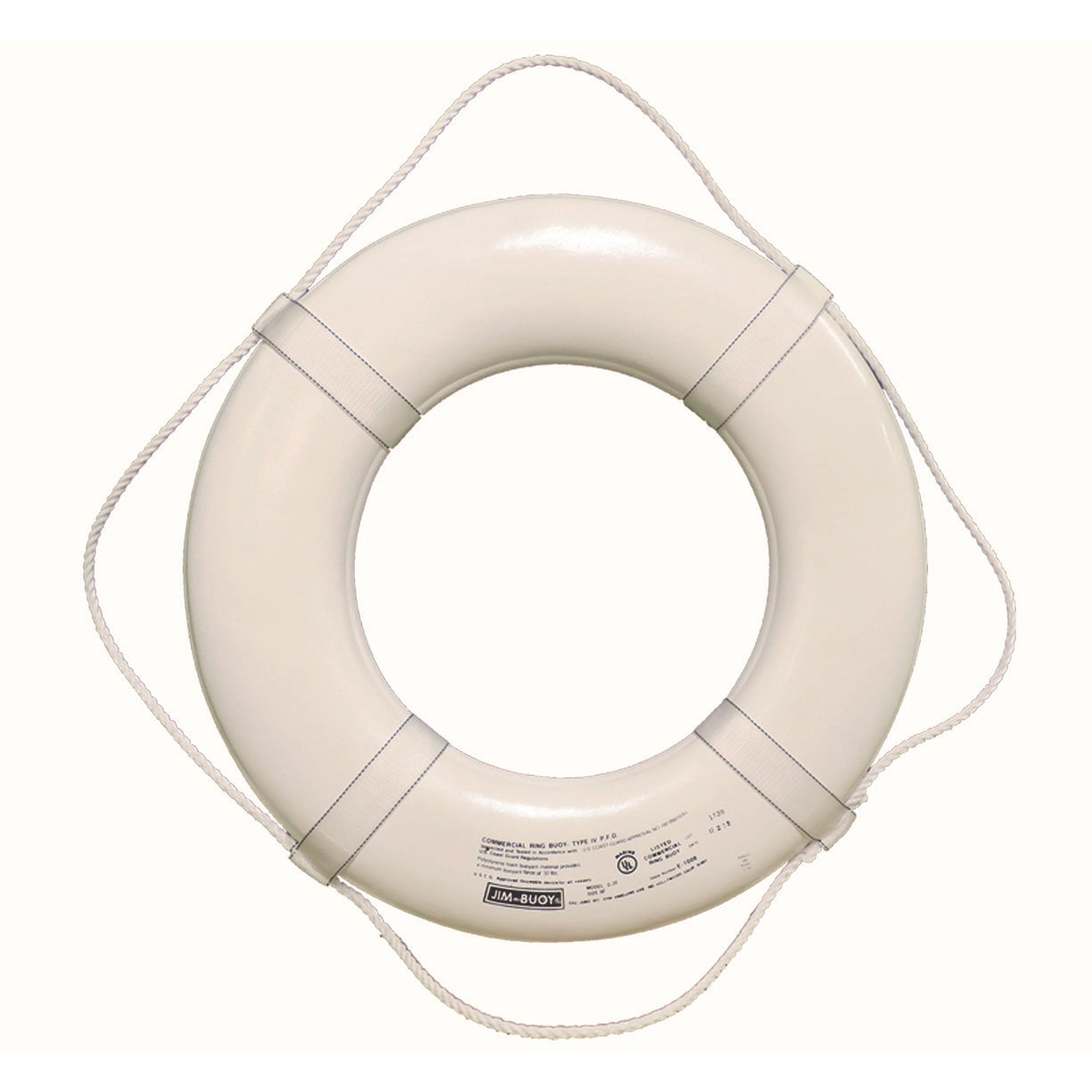 Jim-Buoy GW-30 G-Series Life Ring with Web Straps - 30", White