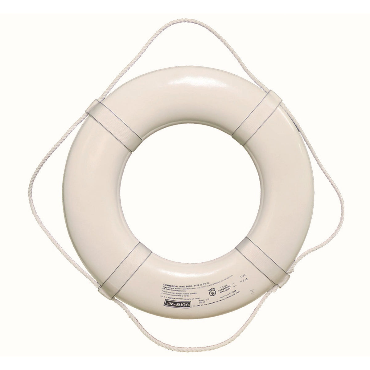 Jim-Buoy GW-30 G-Series Life Ring with Web Straps - 30", White