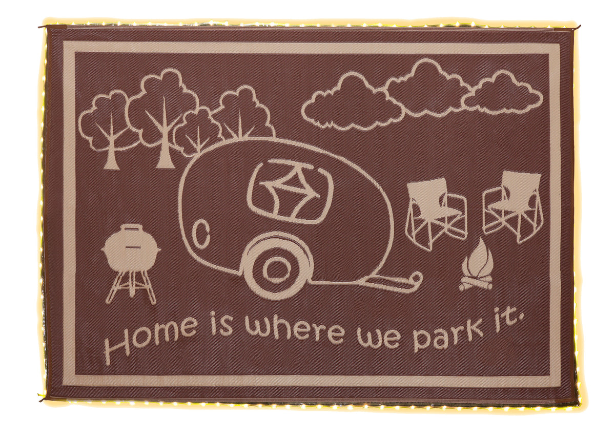 Stylish Camping LRVH8117 Reversible LED Illuminated Mat - RV Home, Brown/Beige, 8' x 11'
