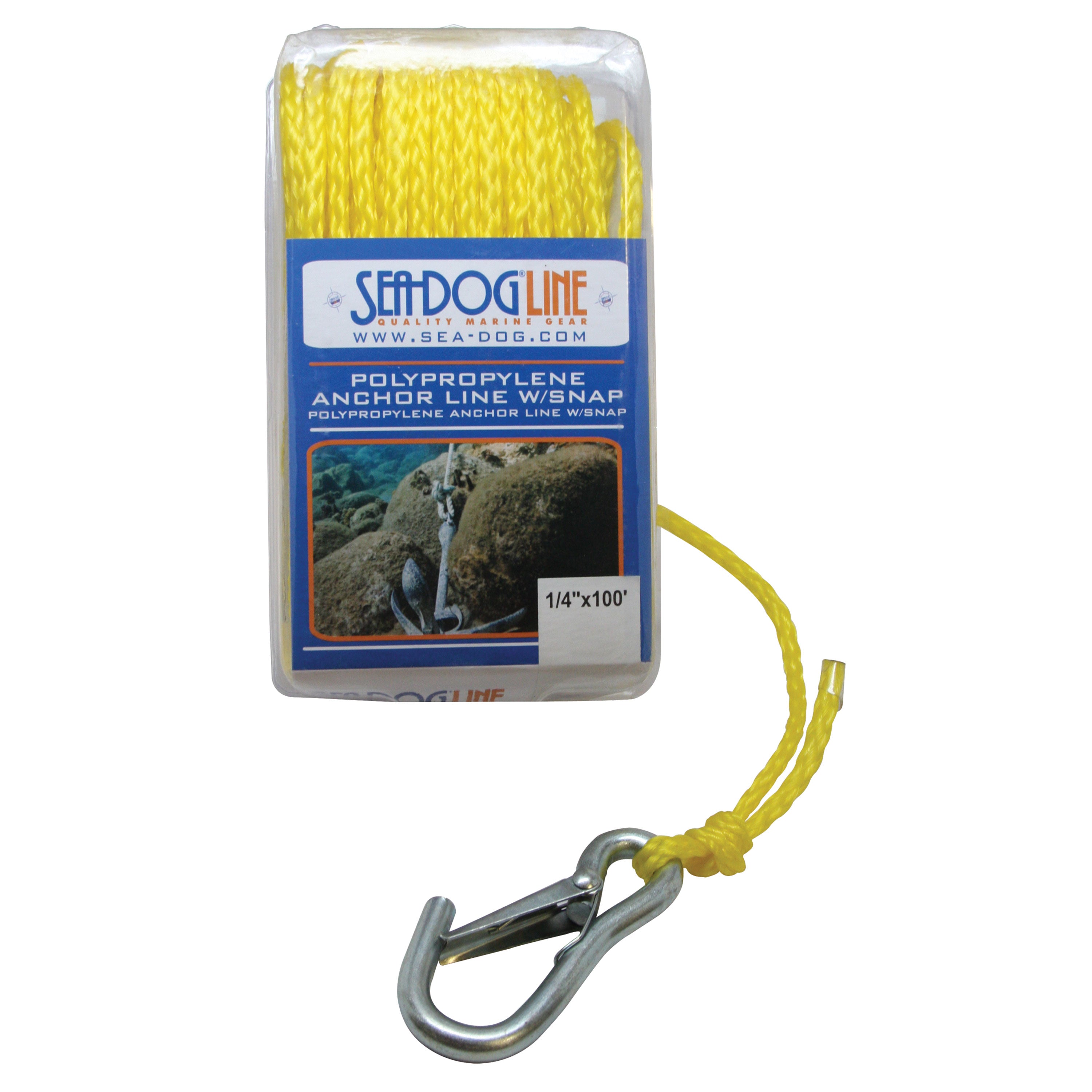 Sea-Dog 304210075YW-1 Polypropylene Anchor Line with Snap - Yellow, 3/8" x 75'