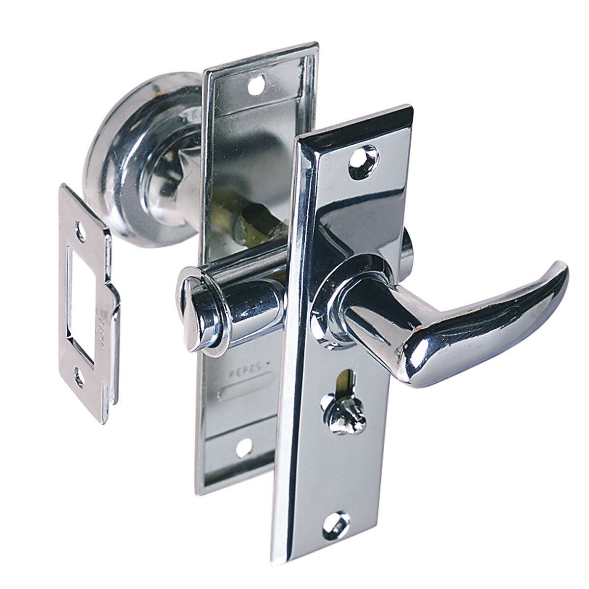 Perko 0567DP0CHR Tubular Latch Set with Sliding Lock Button