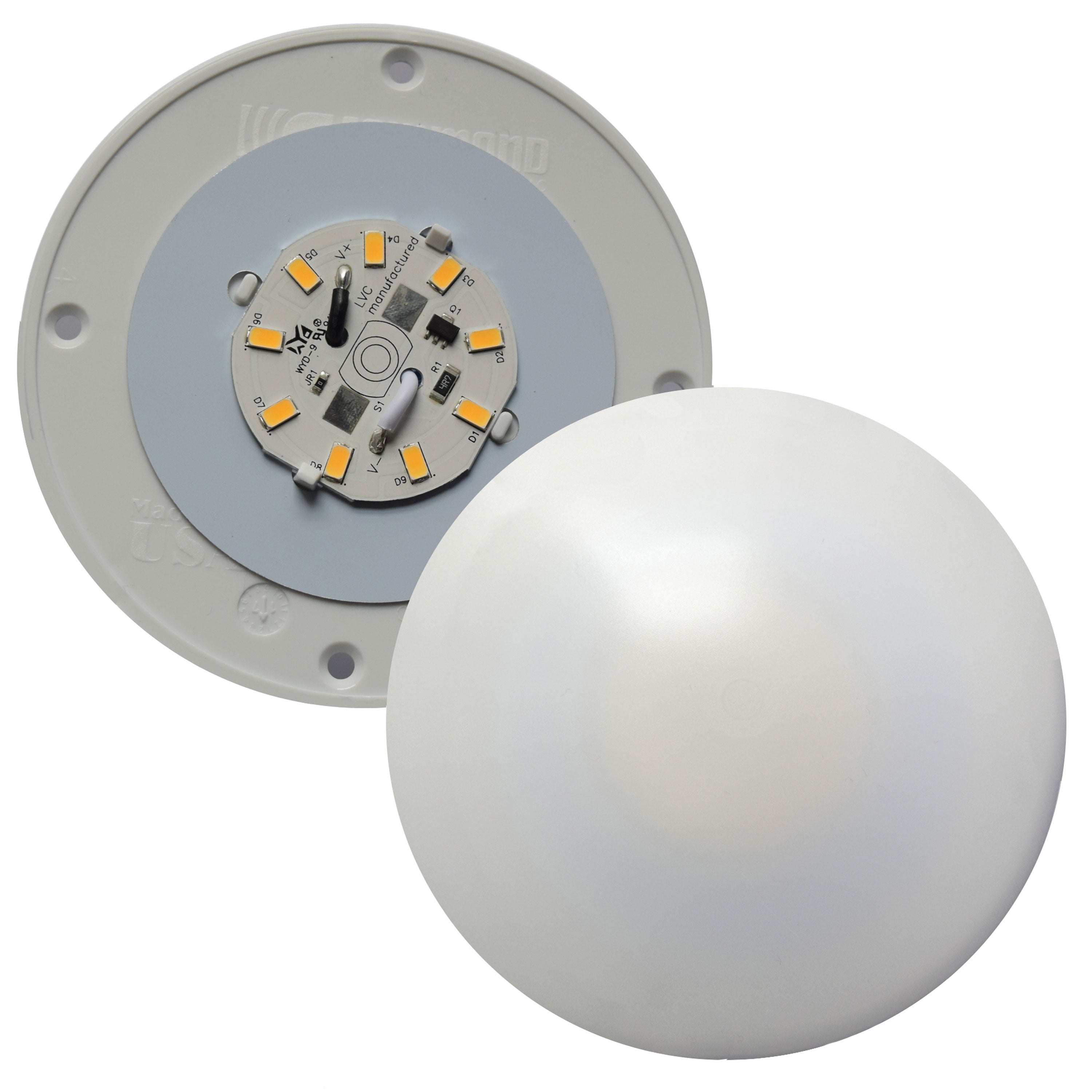 Fasteners Unlimited 001-1050 Surface Mount Round LED Ceiling Light - No Switch, 4 in. D CMD-001-1050