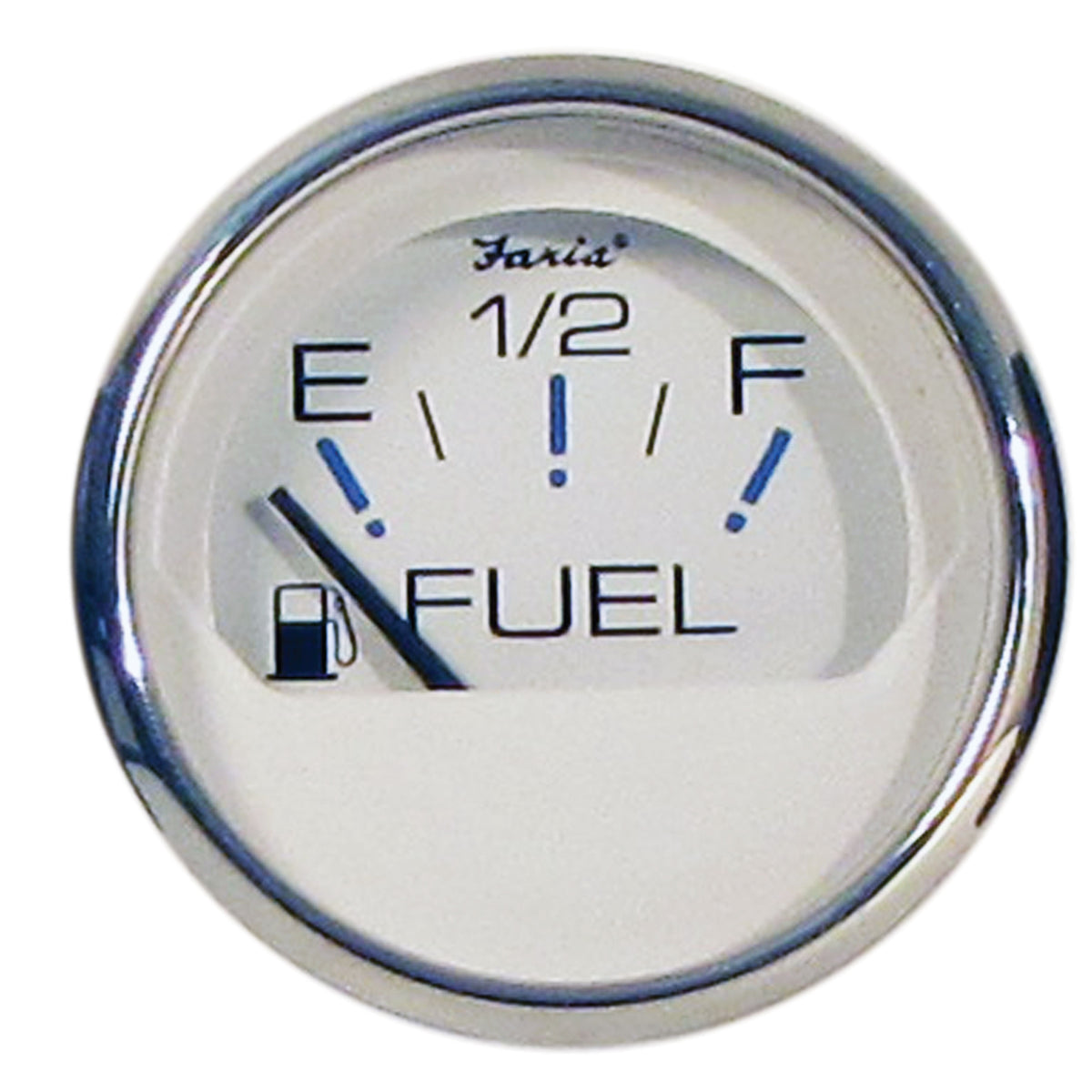 Faria 13801 Chesapeake Stainless Steel Fuel Level Gauge (E-1/2-F) - 2", White