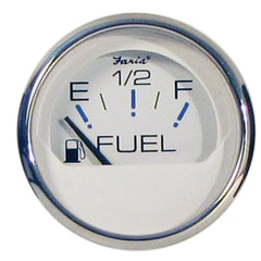 Faria 13801 Chesapeake Stainless Steel Fuel Level Gauge (E-1/2-F) - 2", White