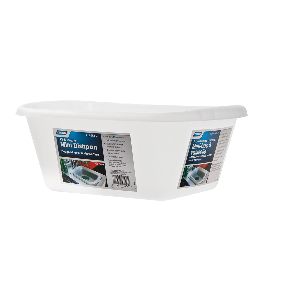 Camco 43516 Mini Dishpan - 9 Qt., Clear