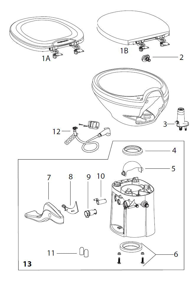 Thetford 42138 Base Kit High Bone Style II