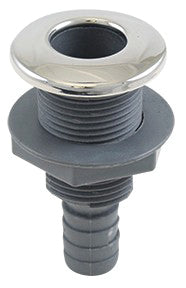 Whitecap S-3805C Stainless Steel / Nylon Thru-Hull with Barb - 1-1/2" Hose Size, Straight