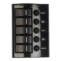 Sea-Dog 425110-1 Wave Rocker Switch Panel with 5 Illuminating Switches and Fuse