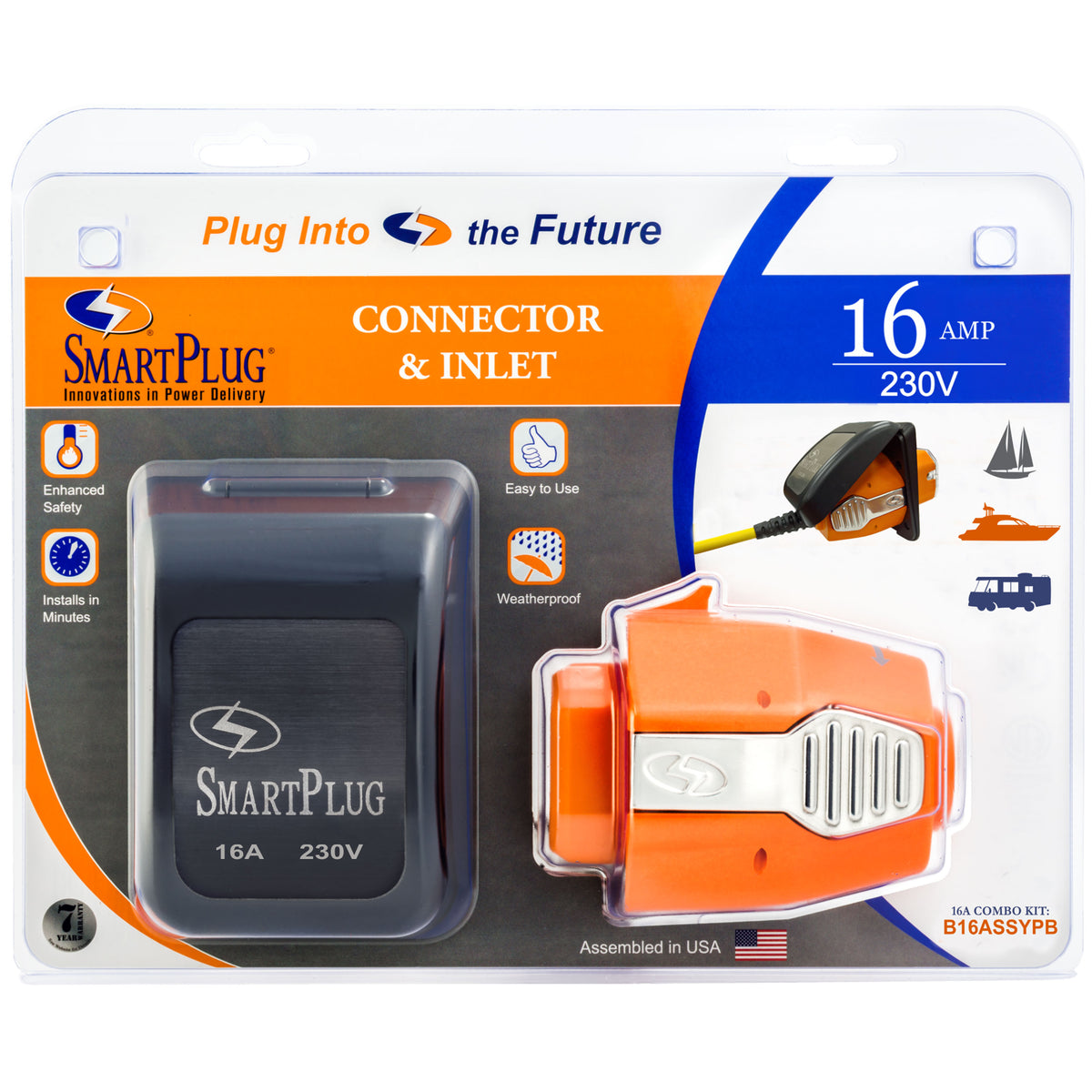 SmartPlug B16ASSYPB Combo Kit with Female Connector and Non-Metallic Inlet - 16 Amp, Black