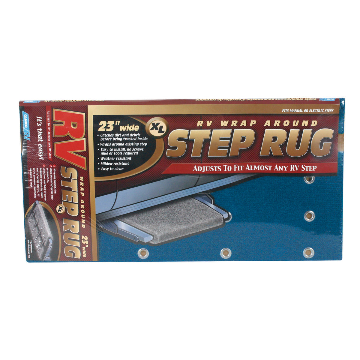 Camco 42934 RV Step Rug - 23", Blue