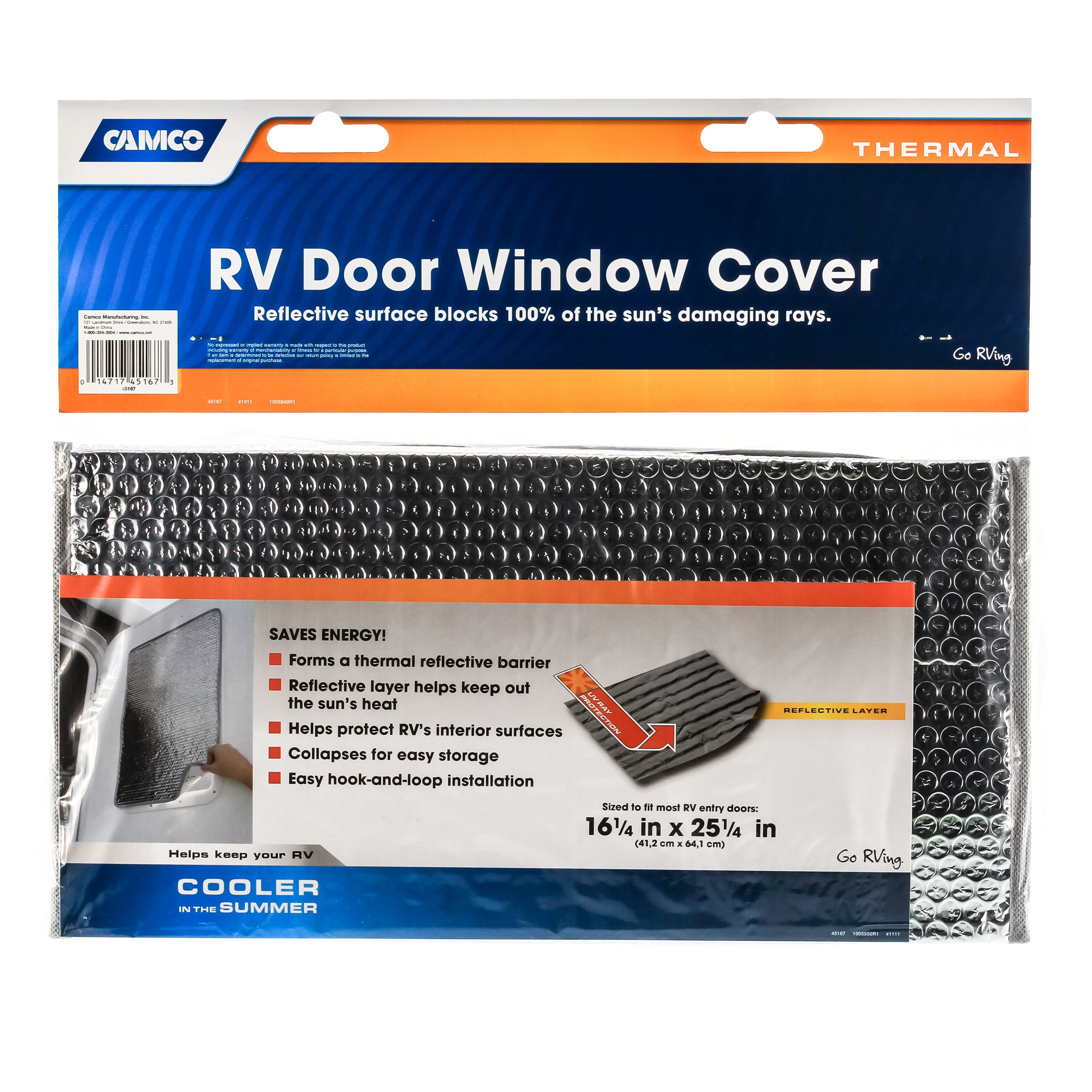 Camco 45167 Sunshield Reflective Door And Window Cover