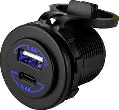 Sea-Dog 426516 Round Dual USB C/USB A Socket