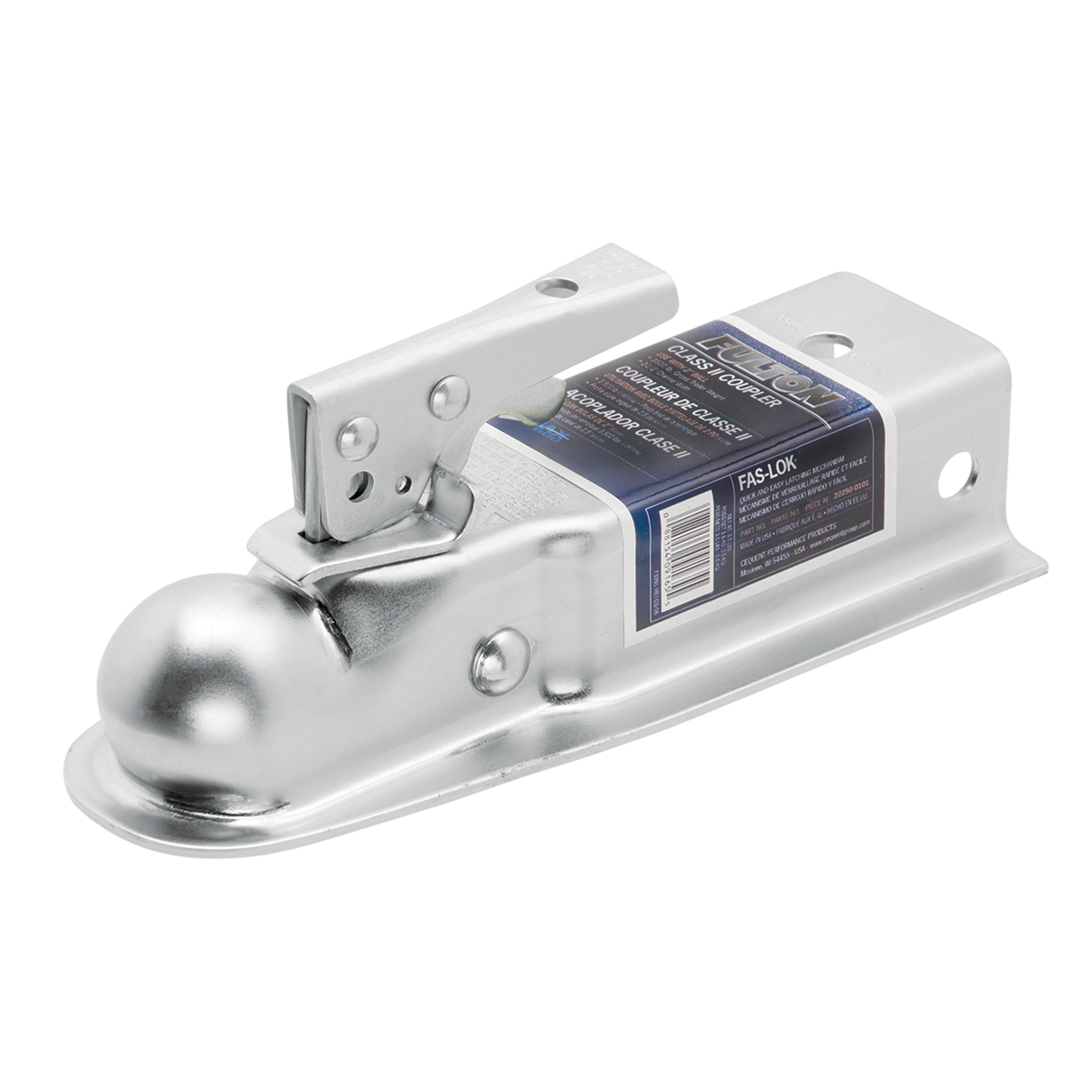 Fulton 22250 0101 Fas-Lok Straight Class II Trailer Coupler - 2" Ball, 2.5" Channel, 3500 lbs.