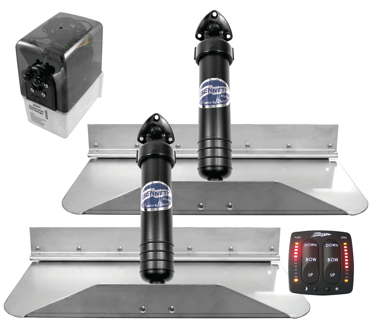 Bennett Marine 6BT-50110-90-00 Standard (Classic) Hydraulic Trim Tab System with One Box Indication Unit - 18" x 12"