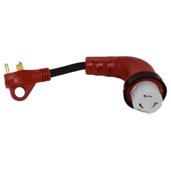 Valterra A10-3050D90 Mighty Cord 90Â° Detachable 12" Adapter Cord - 30AM to 50AF, Red