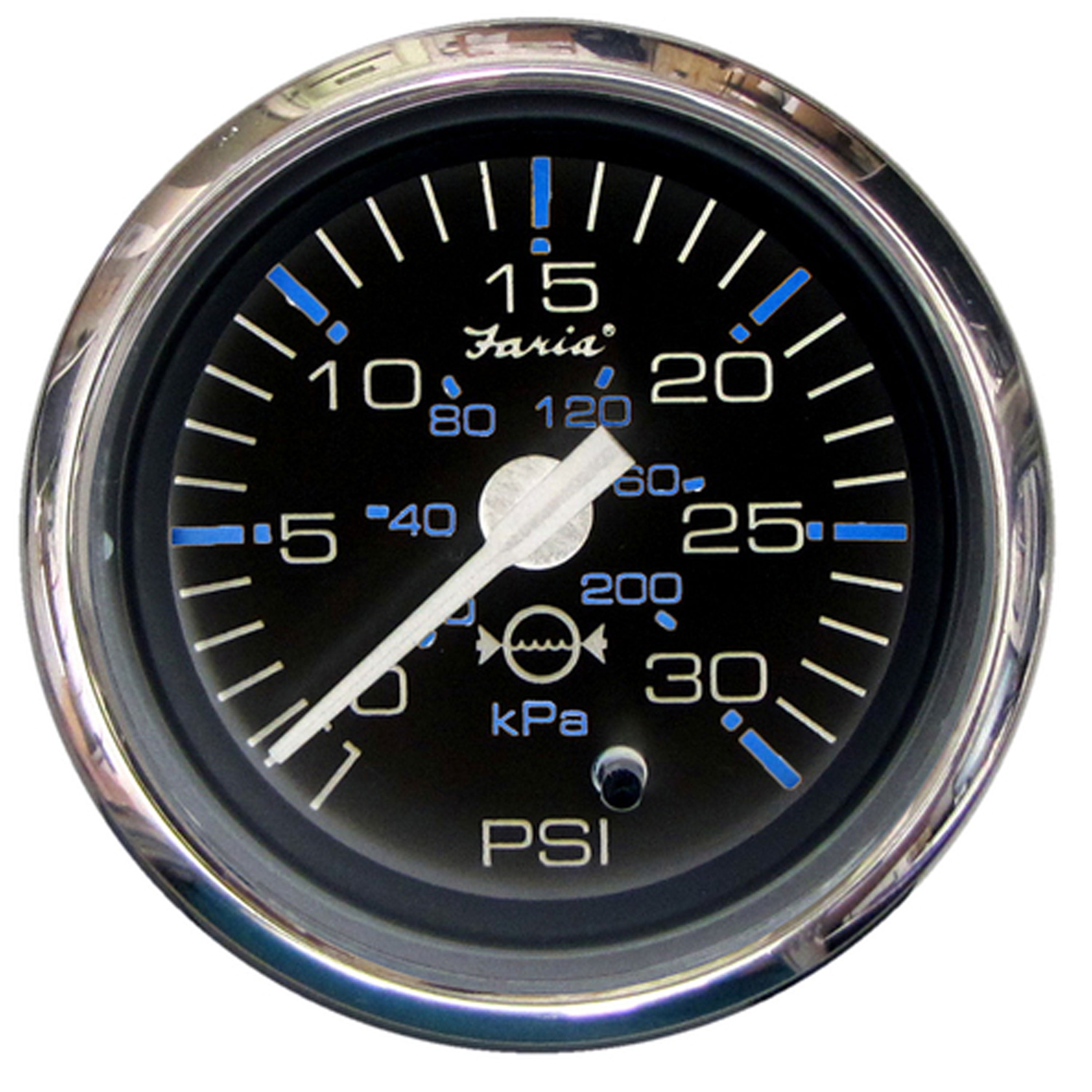 Faria 13712 Chesapeake Stainless Steel Water Pressure Gauge Kit (30 PSI) - 2", Black