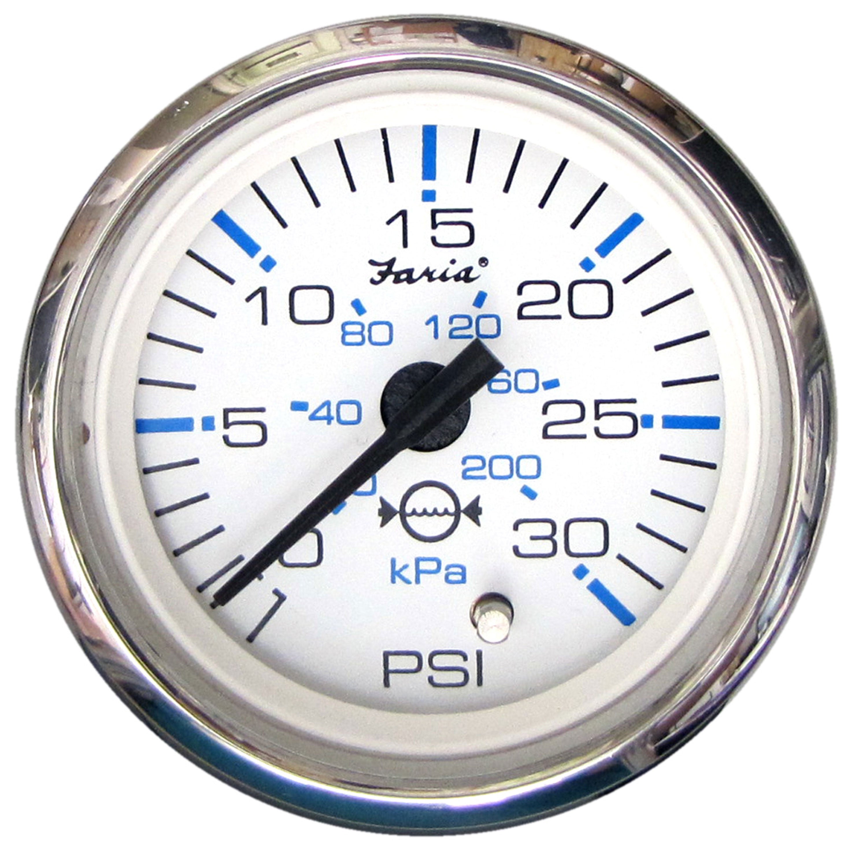 Faria 13812 Chesapeake Stainless Steel Water Pressure Gauge Kit (30 PSI) - 2", White