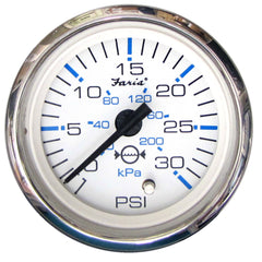 Faria 13812 Chesapeake Stainless Steel Water Pressure Gauge Kit (30 PSI) - 2", White