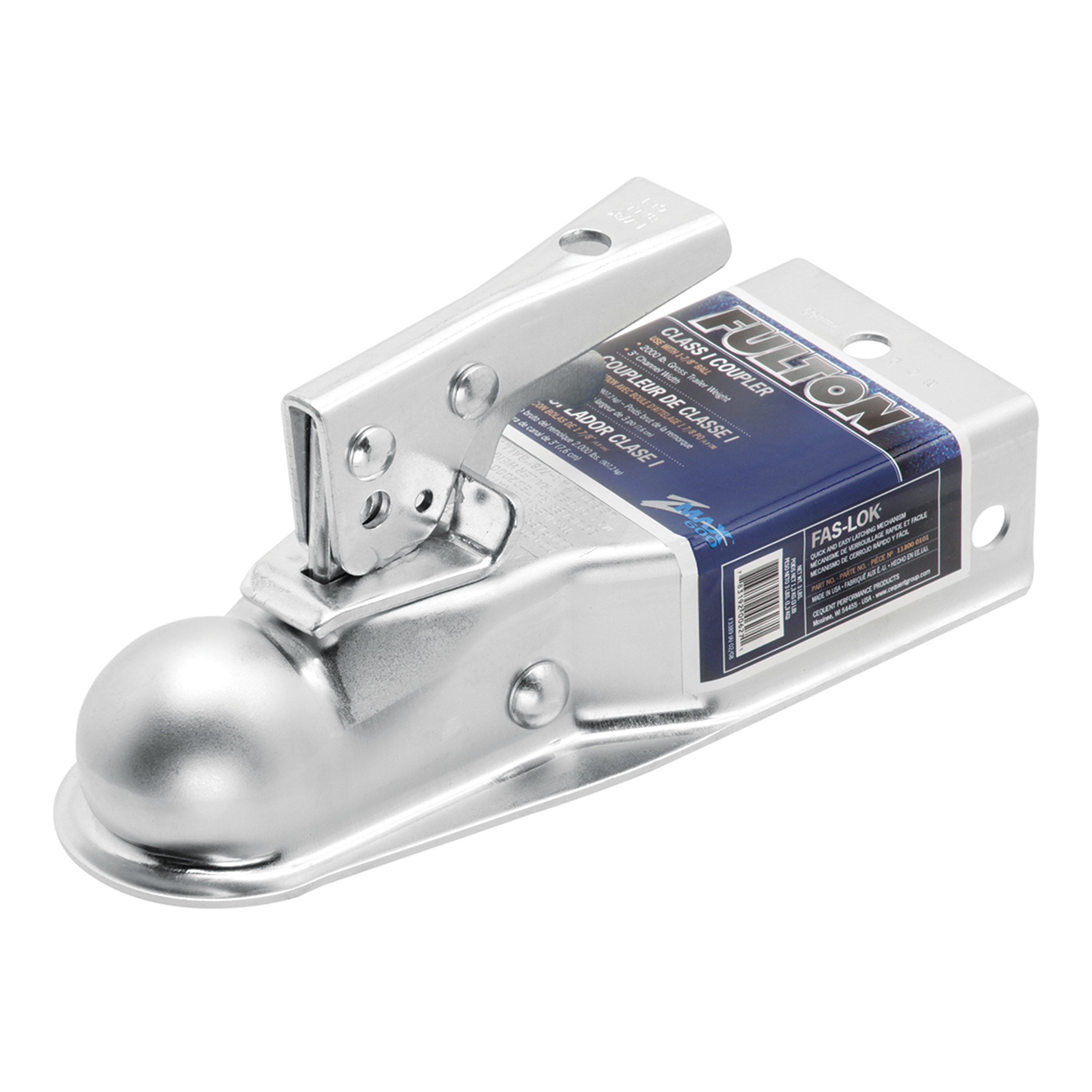 Fulton 11300 0101 Fas-Lok Straight Class I Trailer Coupler - 1-7/8" Ball, 3" Channel, 2000 lbs.