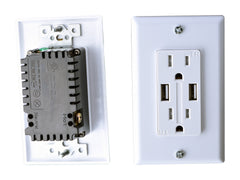 RV Designer S850 Dual AC Outlet with Cover & 2 USB Charging Ports - White