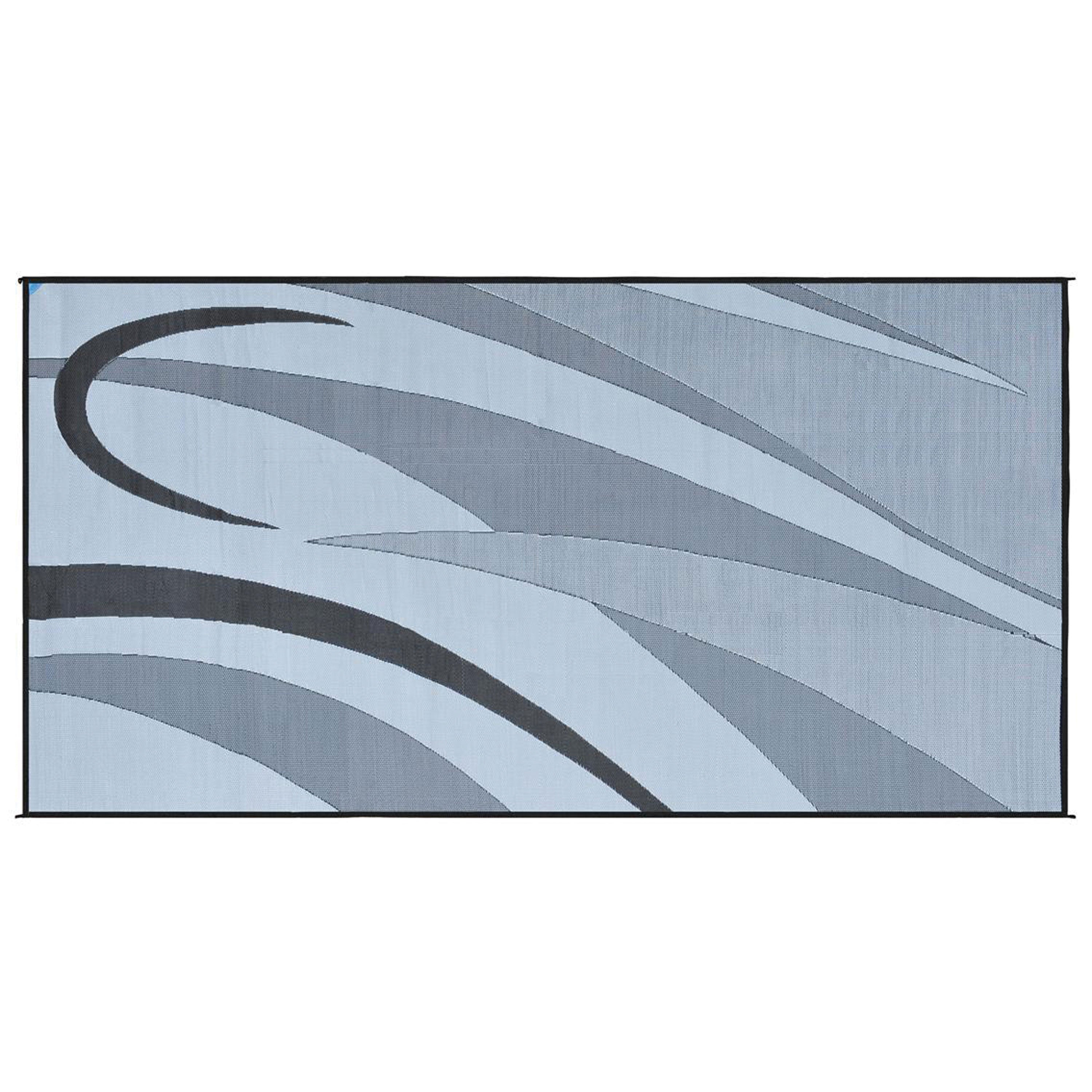 Ming's Mark GB1 Stylish Camping Reversible Graphic Patio Mat - 8' x 16', Black/Silver