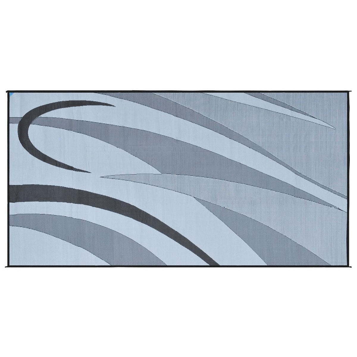Ming's Mark GB1 Stylish Camping Reversible Graphic Patio Mat - 8' x 16', Black/Silver