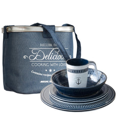 Marine Business 14144 Sailor Soul Tableware Set and Basket - 25-Piece