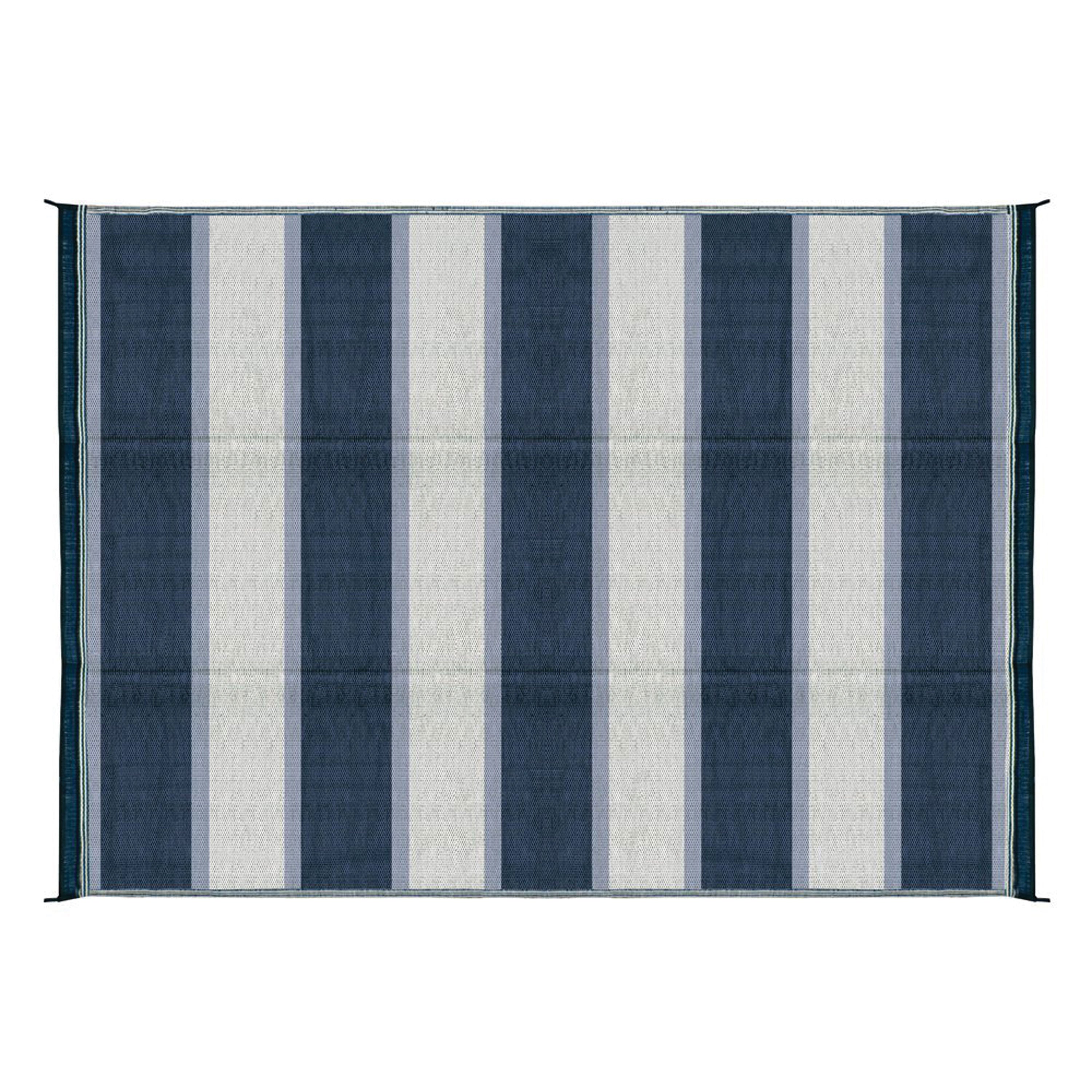 Camco 42871 Stripe Awning Leisure Mat - Blue Stripe 6' x 9'