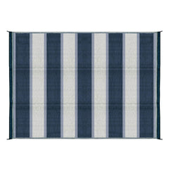 Camco 42871 Stripe Awning Leisure Mat - Blue Stripe 6' x 9'