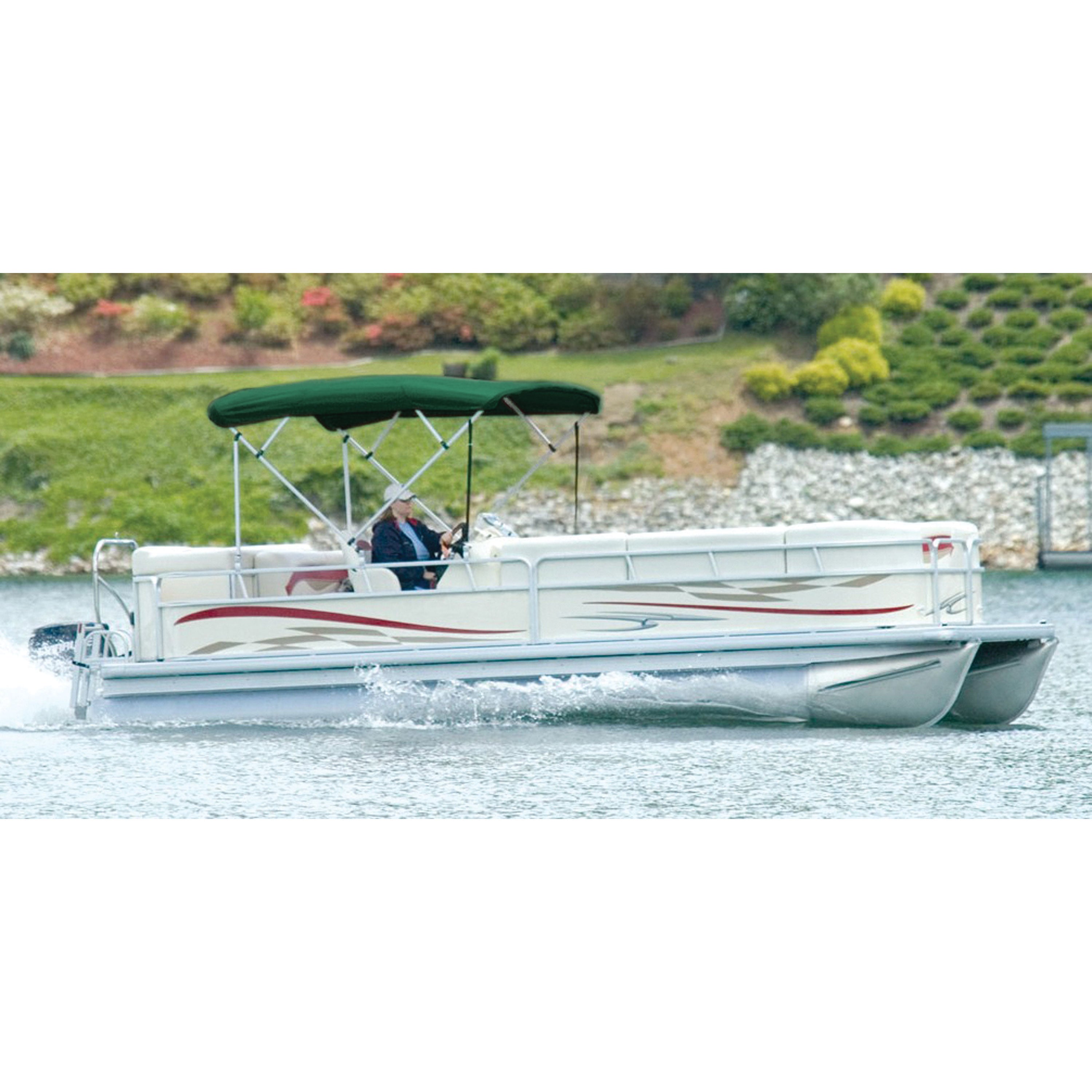 Carver 510AL15 Sunbrella Pontoon Bimini Top with Running Light Cut-Out - Forest Green, Fits Frame 50510