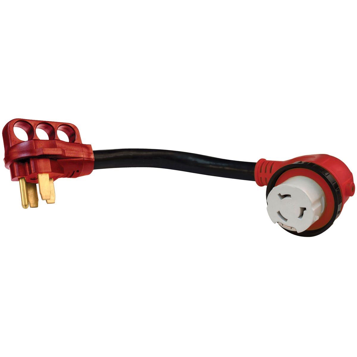 Valterra A10-5050D90VP Mighty Cord 90Â° Detachable 12" Adapter Cord - 50AM to 50AF, Red (Carded)