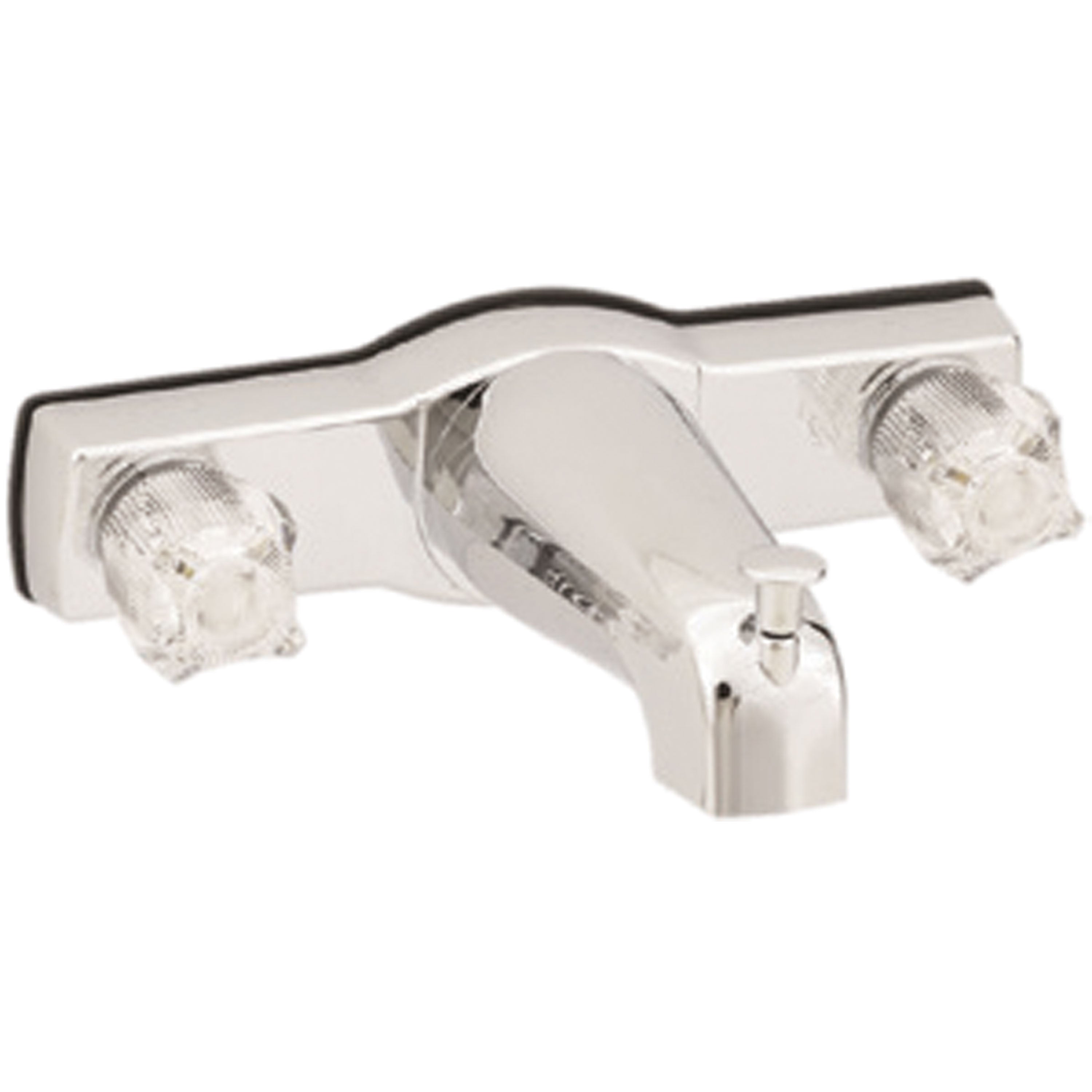 American Brass J68 RV Metallic Chrome Tub/Shower Diverter Faucet with Crystal Handles 8" - Includes Shower Kit