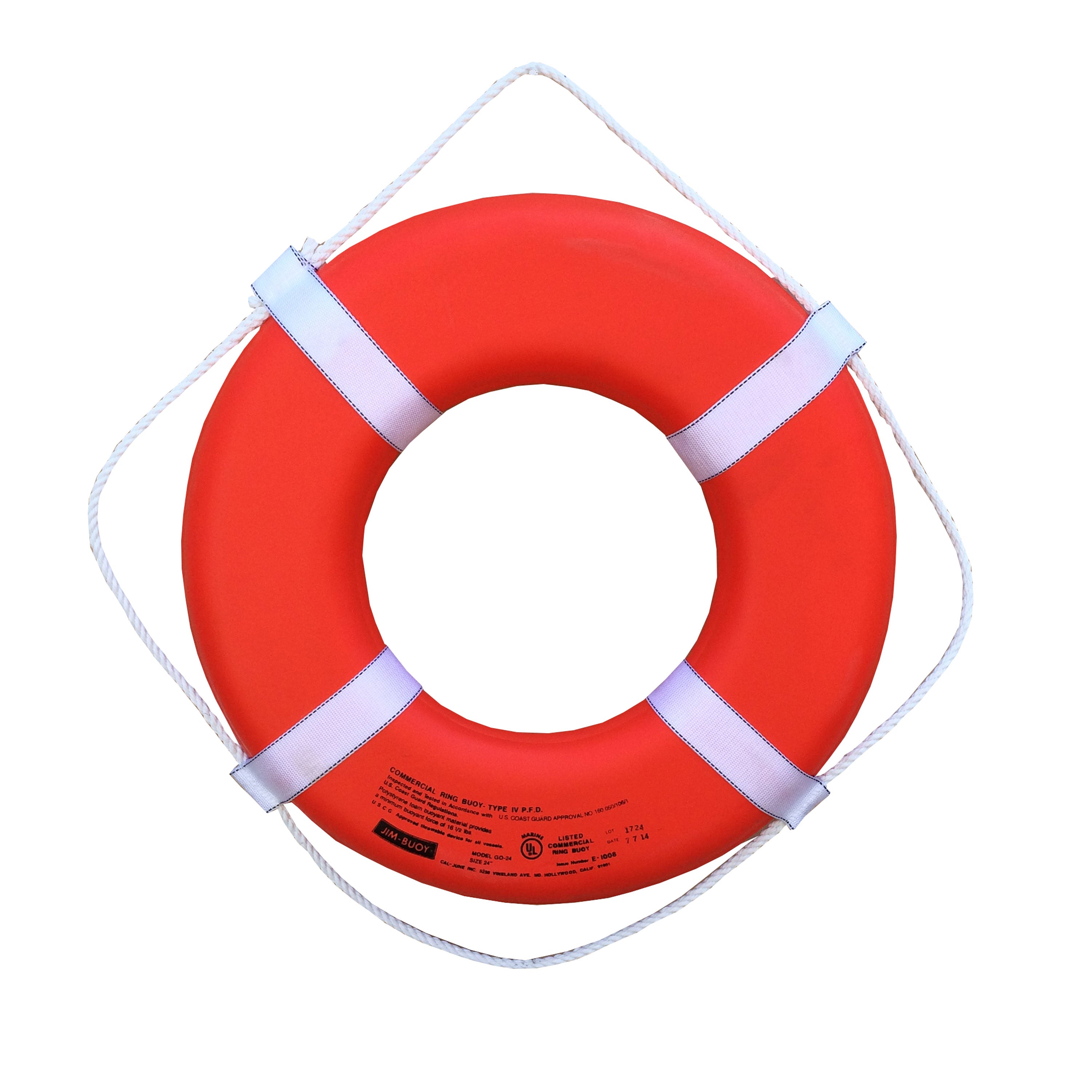 Jim-Buoy GO-30 G-Series Life Ring with Web Straps - 30", Orange