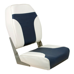 Springfield 1040667 High Back Folding Chair - White/Blue