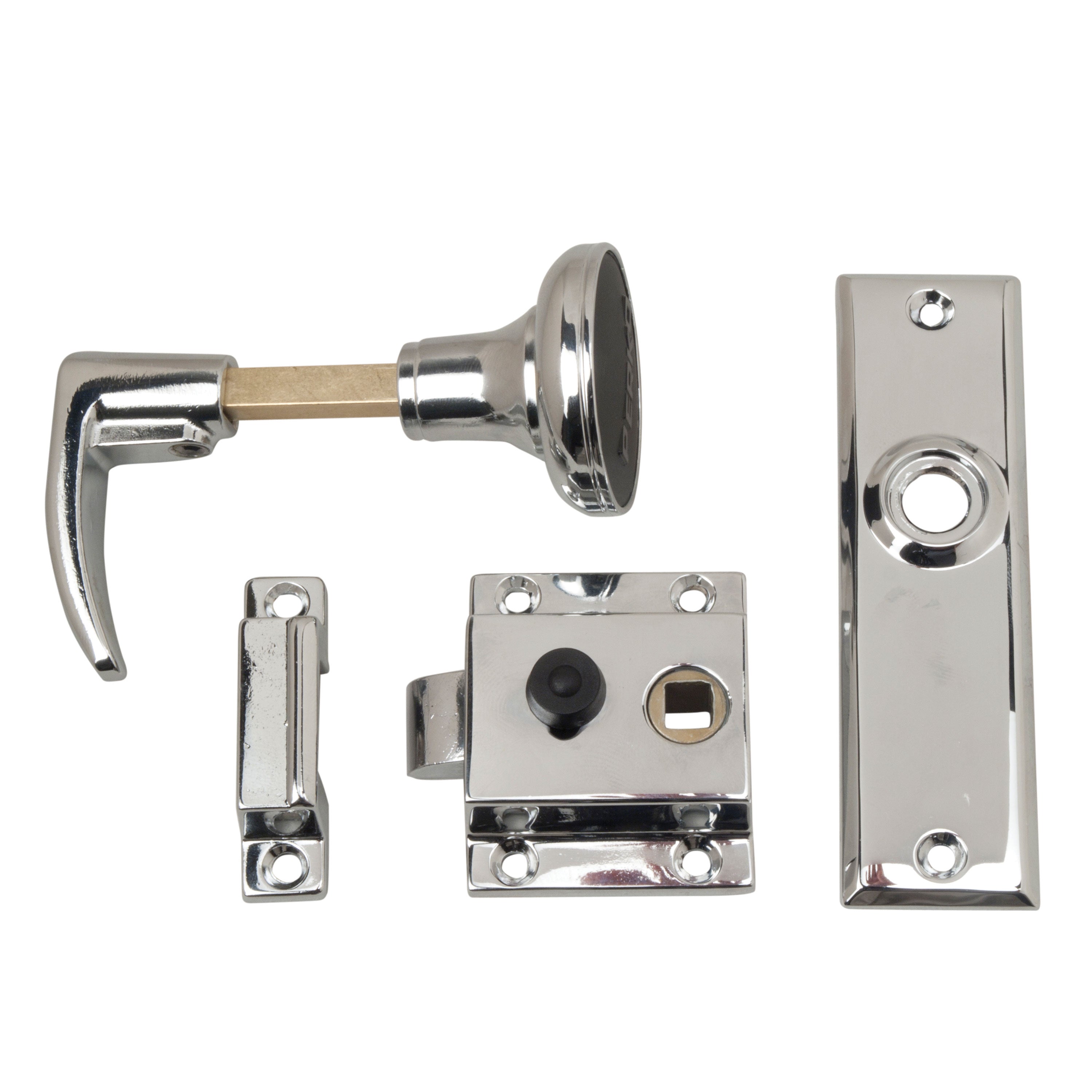 Perko 1028DP0CHR Reverse-Bevel Rim Latch Set with Box Strike